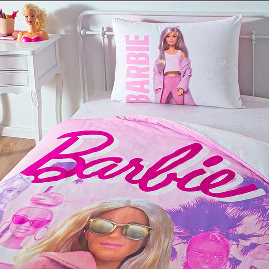 Детско спално бельо от ранфорс с ластик TAC – barbie pink power