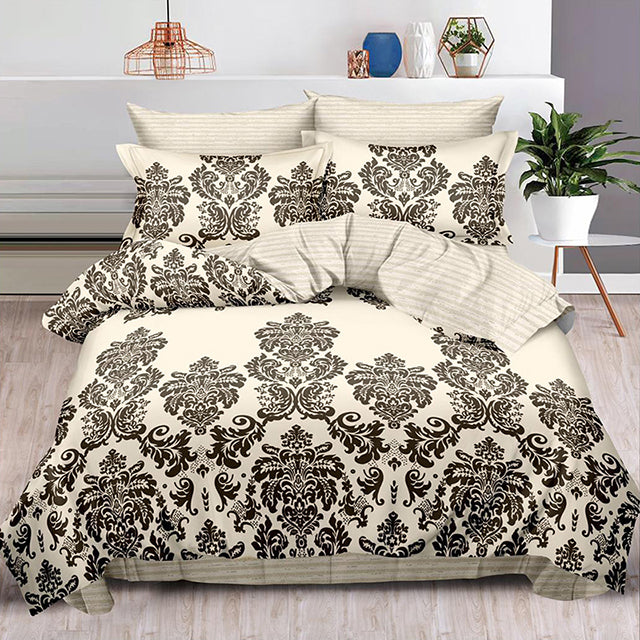 Спално бельо от 100% памук – бежово с орнаменти