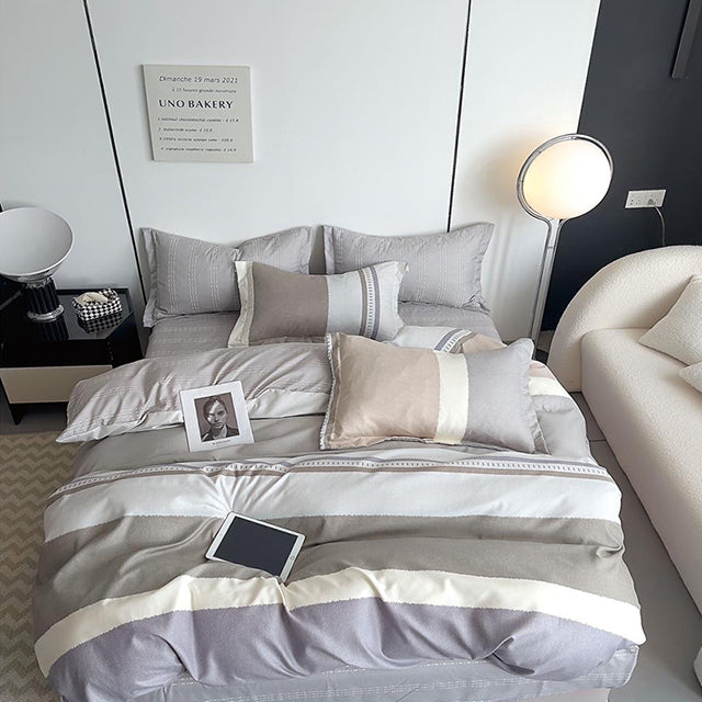 Спално бельо от 100% памук – сиво и кафяво