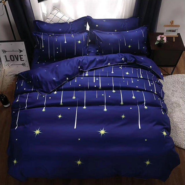 Спално бельо от поликотън – тъмносиньо с падащи звезди