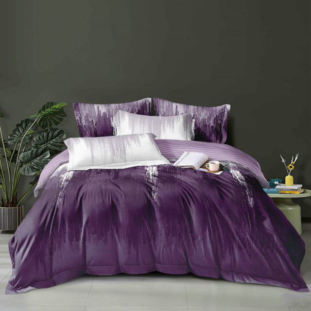 Единично спално бельо от 100% памук - тъмно и светлолилав цвят