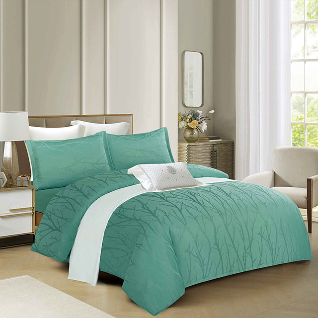 Луксозно спално бельо с ластик от жакард сатен - цвят мента