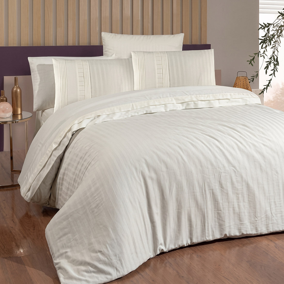 Двоен спален комплект Delux Saten - New Trend Cream