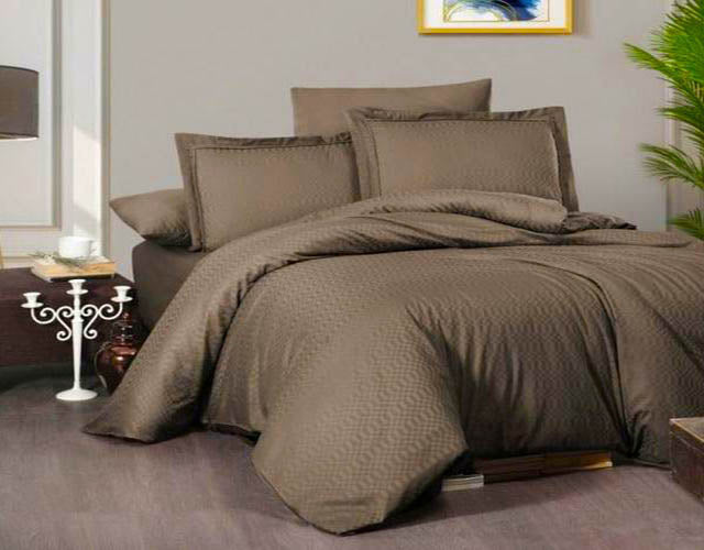 Спално бельо от VIP памучен сатен - кафяво