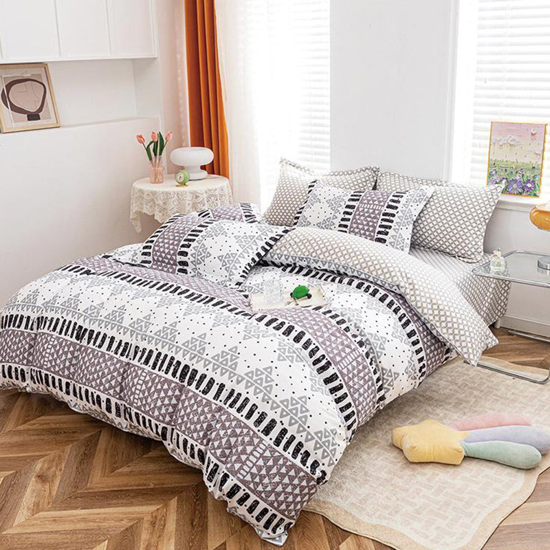 Спално бельо с ластик от 100% памук – бял фон с цветни фигури