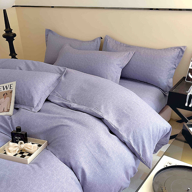 Спално бельо с ластик – светлосиньо с розички