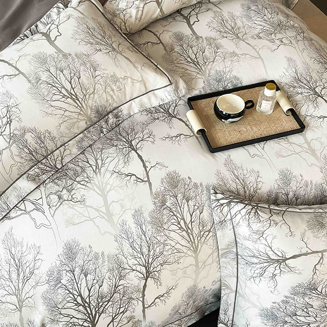 Спално бельо от бархет с ластик - кафяво с горски мотив