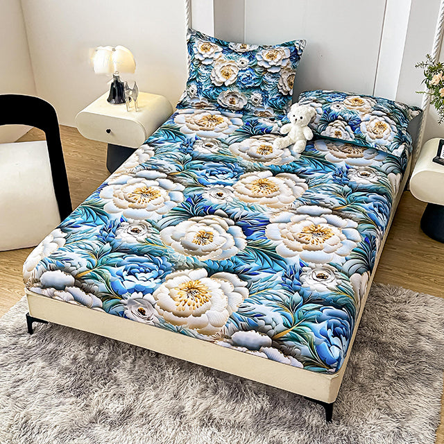 5D Комплект от 3 части - синьо с цветя