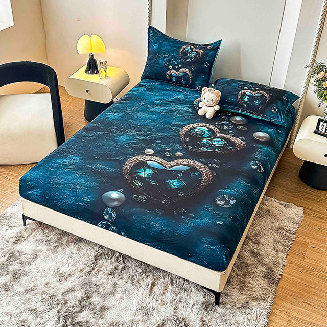 5D Комплект от 3 части - цвят тюркоаз със сърца