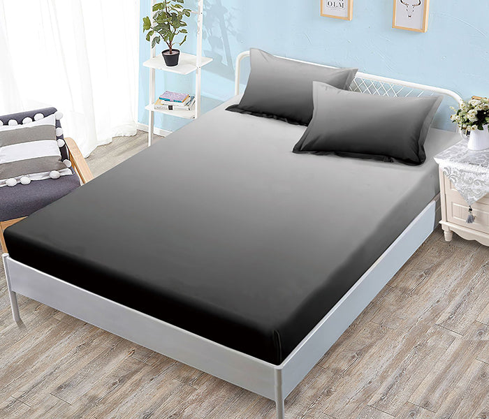 Спално бельо с ластик - тъмносиво с омбре ефект