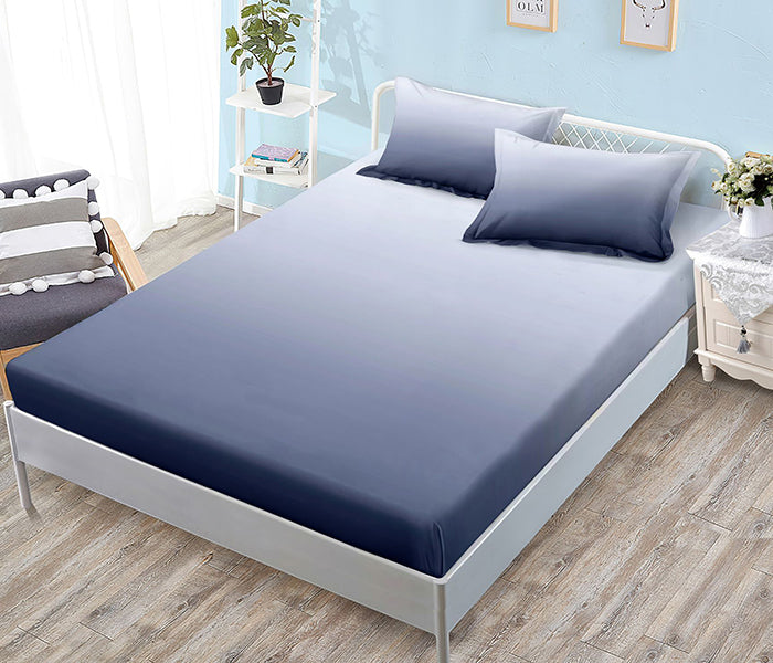 Спално бельо с ластик - тъмносиньо с омбре ефект