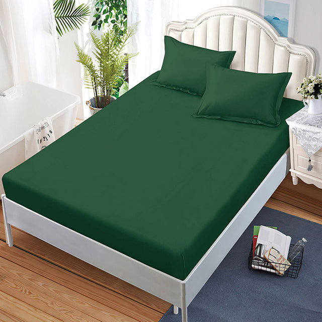 Спално бельо с ластик от 100% памук – петроленозелено