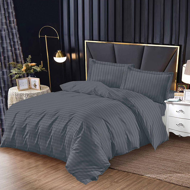 Единично спално бельо с ластик от 100% памук – тъмносиво