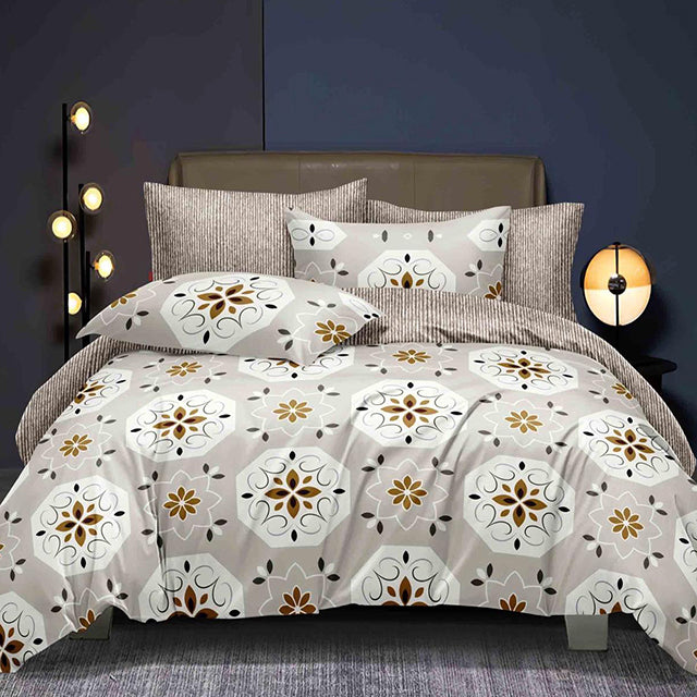 Спално бельо от 100% памук – бежово с интересен дизайн