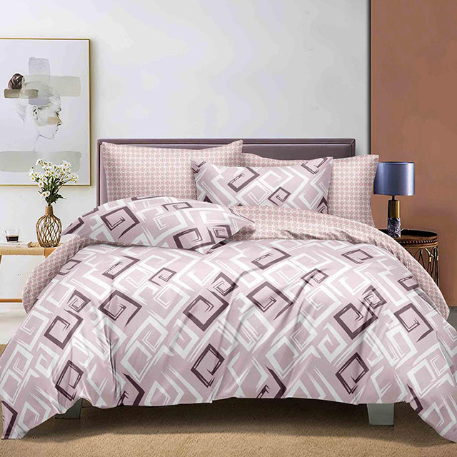 Спално бельо от 100% памук – розово с квадратчета