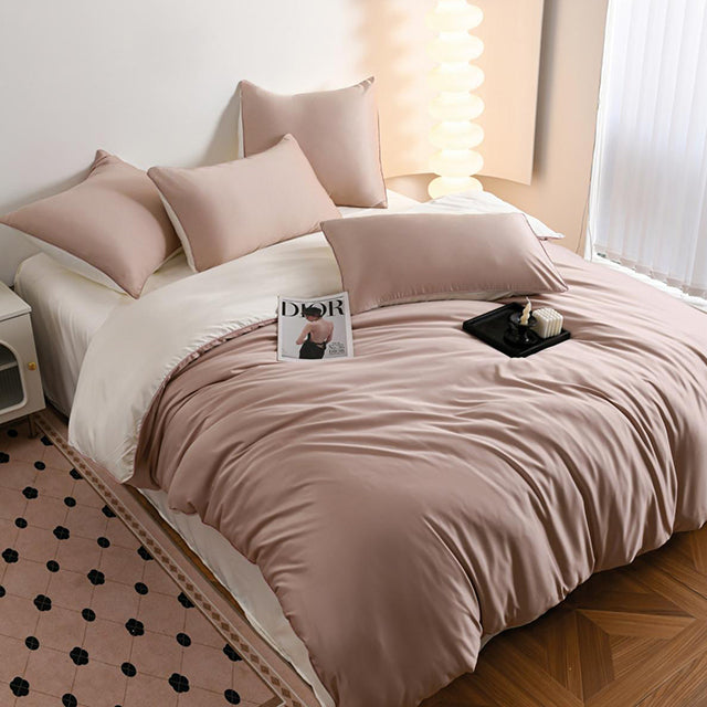 Луксозно спално бельо от памучен сатен - цвят пепел от рози