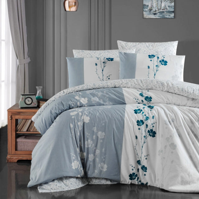 Спално бельо с 2 плика от Ранфорс памук - CAMELIA GREY