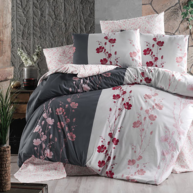 Спално бельо с 2 плика от Ранфорс памук - CAMELIA ANTHRACITE