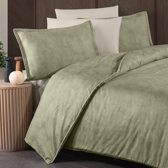 3D Спално бельо с памучен сатен – бледозелено