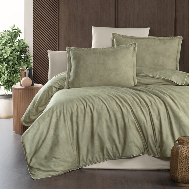 3D Спално бельо с памучен сатен – бледозелено