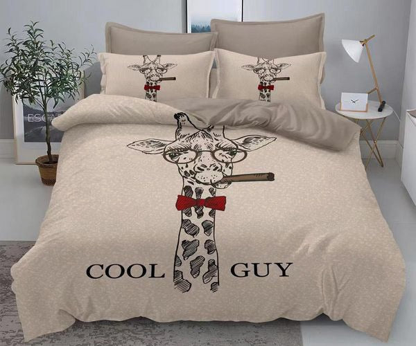 3D Единично спално бельо – бежово с жираф