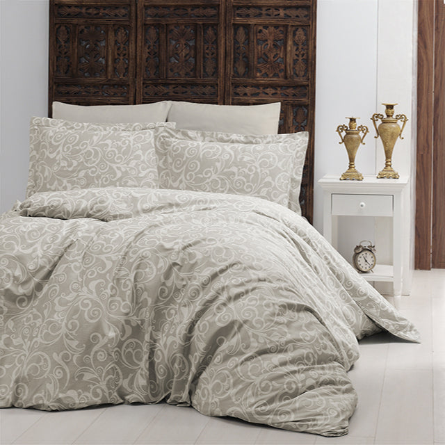 Спално бельо с 2 плика от памучен сатен - SWETA BEIGE