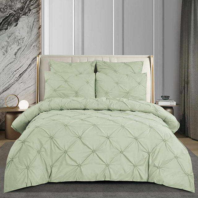 Едноцветно спално бельо с ластик - светлозелено