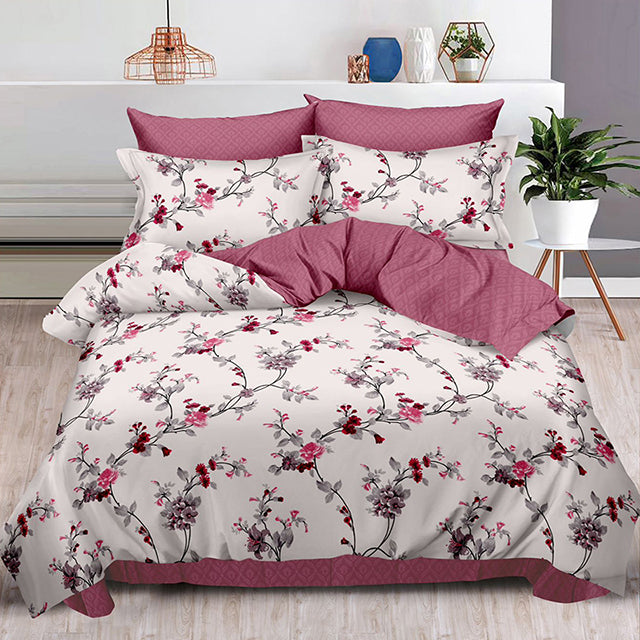 Спално бельо с ластик – бяло и розово с рози