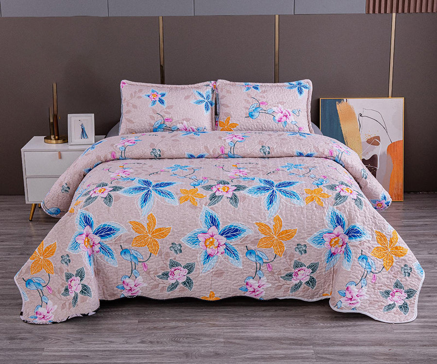 Двулицево спално бельо от 100% памук – светлорозово с цветя