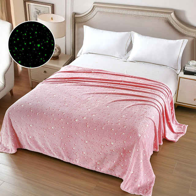 Флуоресцентно одеяло - розово със звездички
