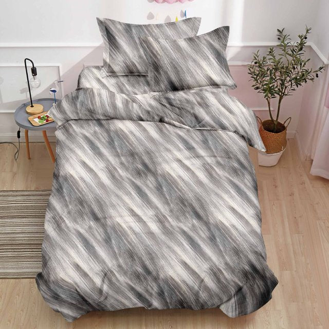 Единично спално бельо с ластик - сиво-кафяво