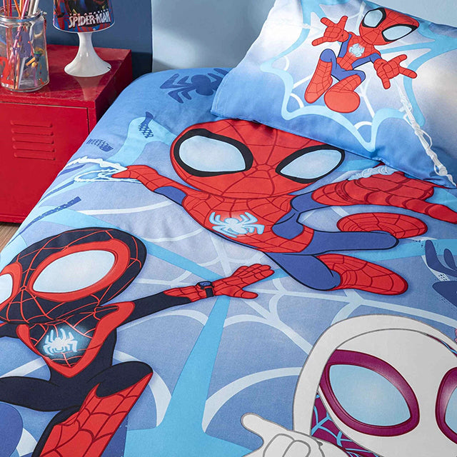 Детско спално бельо от ранфорс с ластик TAC – spidey and friends