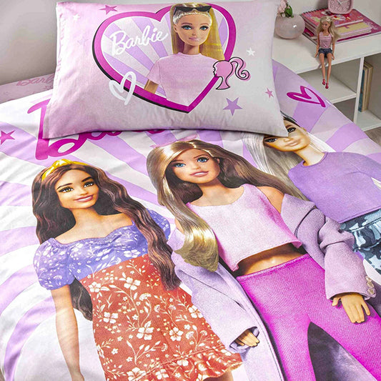 Детско спално бельо от ранфорс с ластик TAC – barbie shine