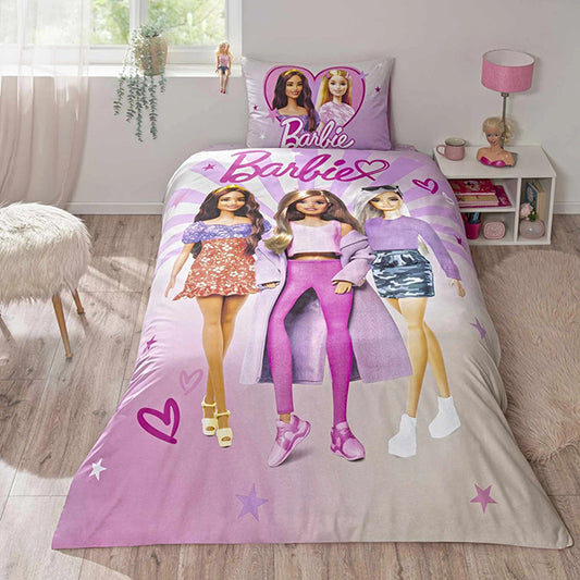 Детско спално бельо от ранфорс с ластик TAC – barbie shine