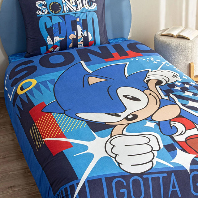 Детско спално бельо от ранфорс с ластик TAC – sonic classic