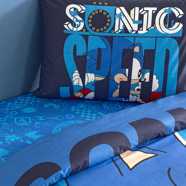 Детско спално бельо от ранфорс с ластик TAC – sonic classic