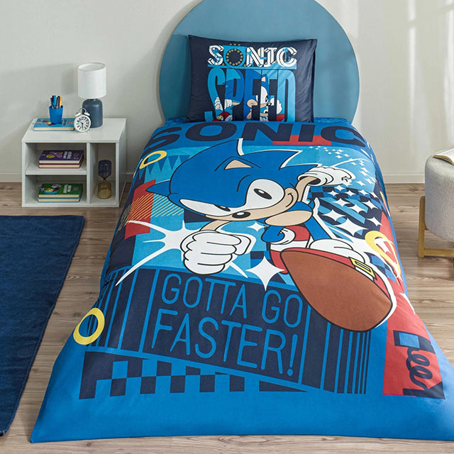 Детско спално бельо от ранфорс с ластик TAC – sonic classic
