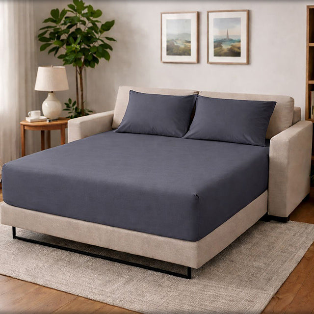 Спален комплект с чаршаф с ластик - антрацит 