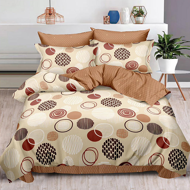 Спално бельо от 100% памук – бежово с кръгове