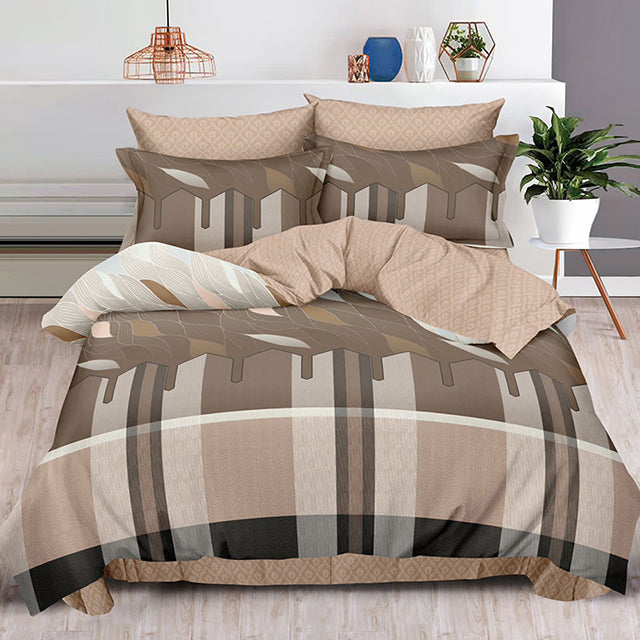 Спално бельо от 100% памук – кафяво с орнаменти