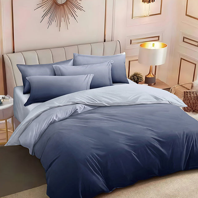 Спално бельо от 100% памук – тъмносиньо с омбре ефект
