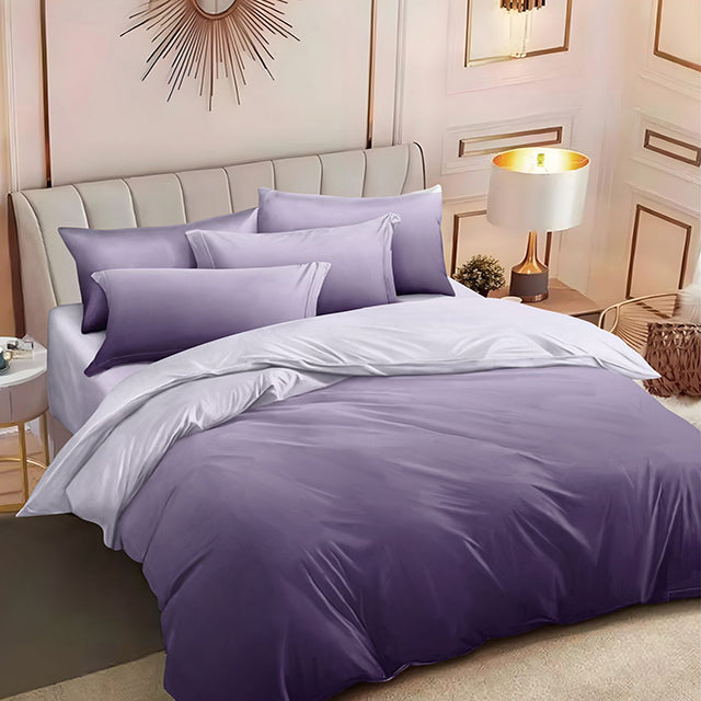 Спално бельо от 100% памук – тъмнолилаво с омбре ефект