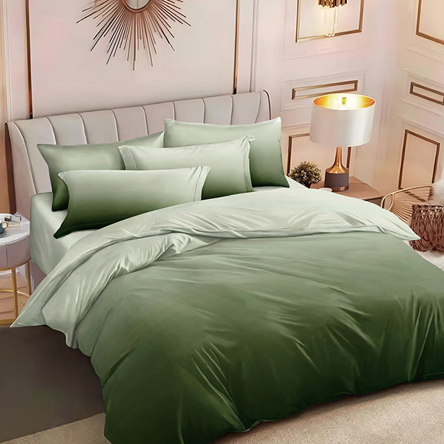 Спално бельо от 100% памук – тъмнозелено с омбре ефект