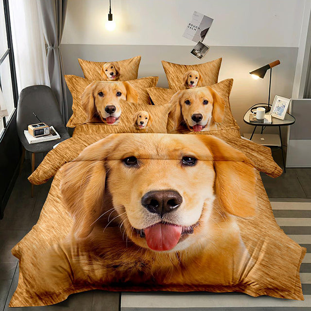 3D Спално бельо от 100% памук - със сладко куче