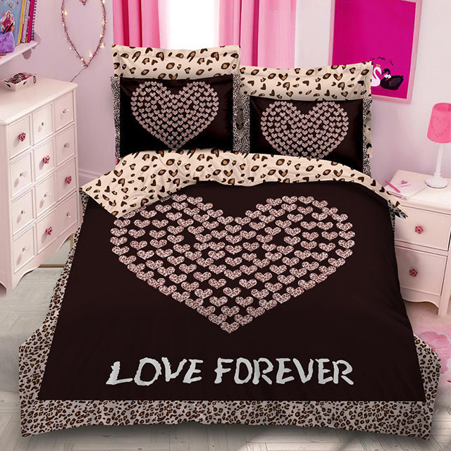 3D Спално бельо от 100% памук - със сърца