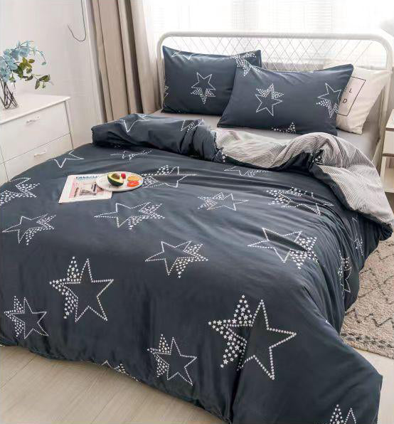 Спално бельо от поликотън – сиво със звезди