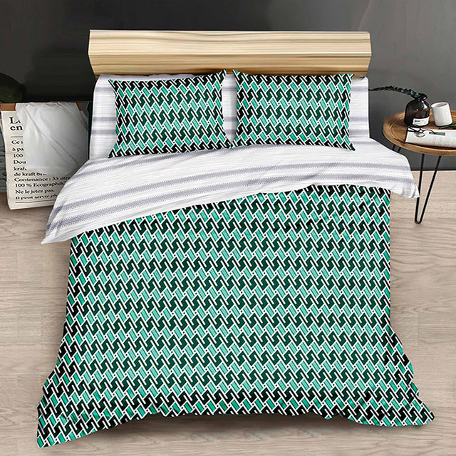 Спално бельо от поликотън – зелено и бяло