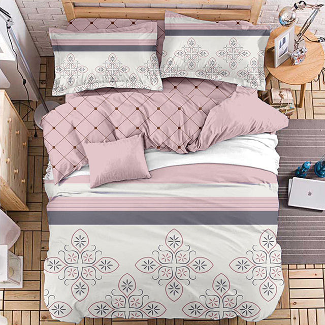 Спално бельо от поликотън – розово с орнаменти