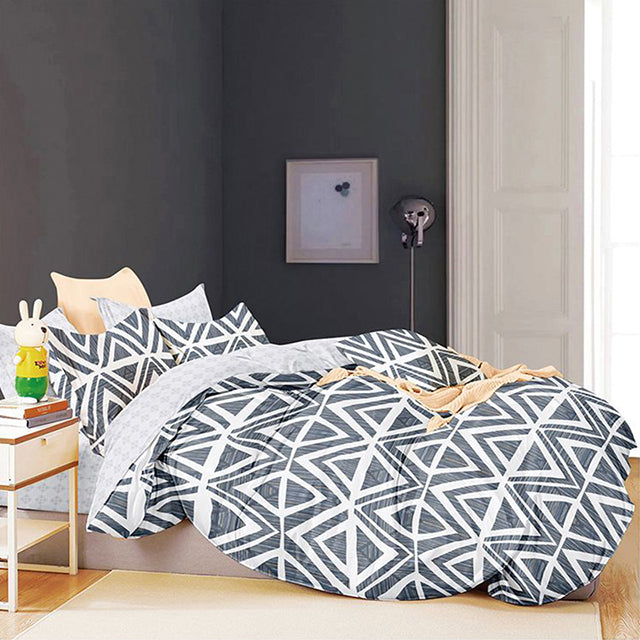 Спално бельо от поликотън – сиво с фигури