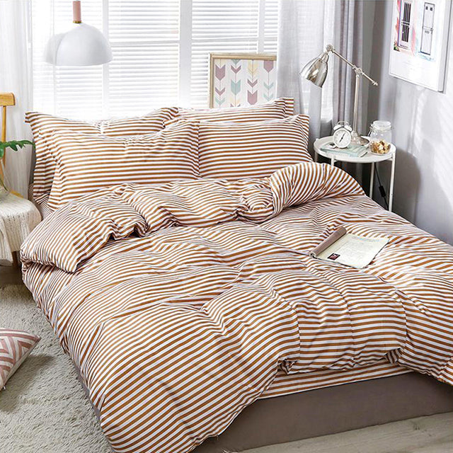 Спално бельо от поликотън – бяло и кафяво